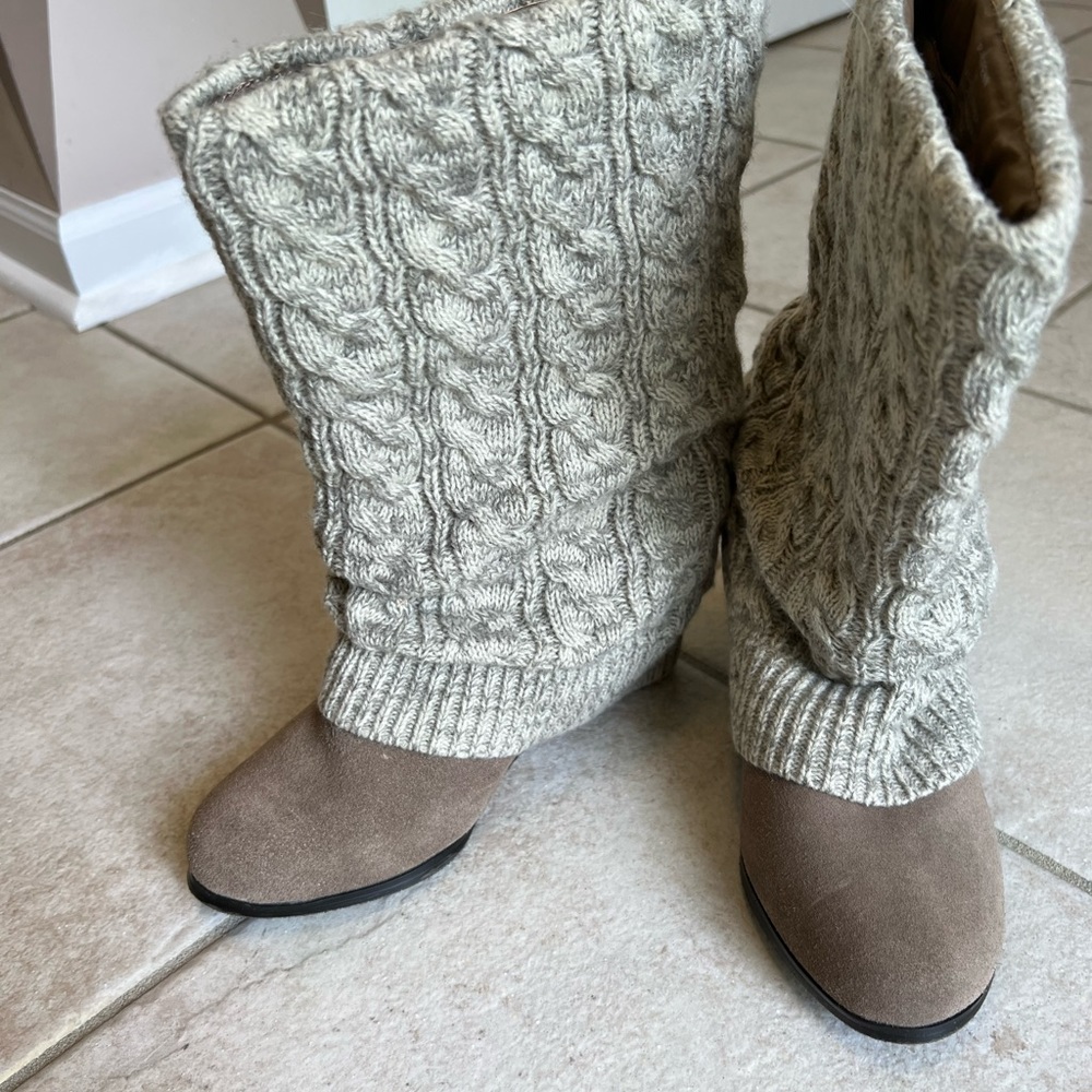 Aspenn, Wedge heel, sweater boot, tan, size 8 Steve Madden